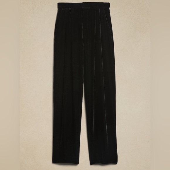NWOT! Banana Republic Black Norte Velvet Pleated Pant - Multiple 💛 - Picture 5 of 5